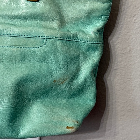 Vintage HOBO teal bag with light Blue Dust Bag with Red Drawstrings - Picture 5 of 5